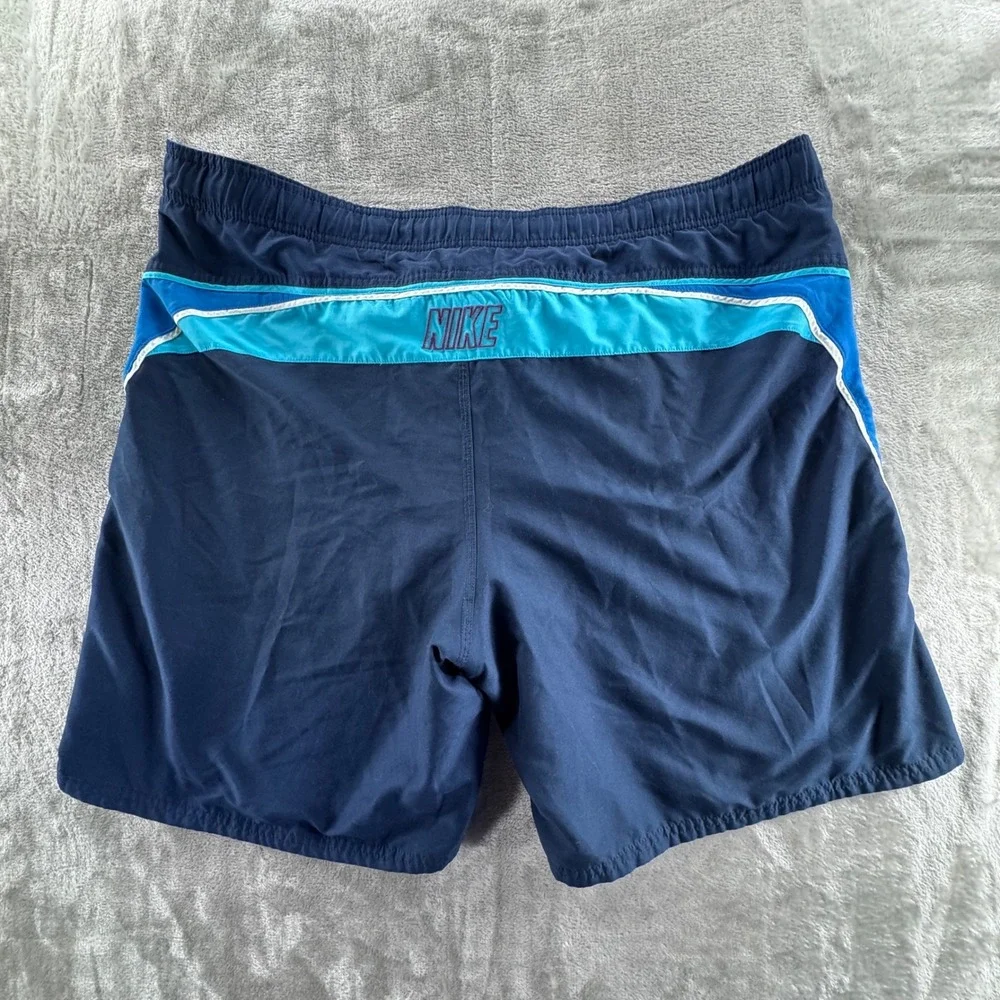 Nike Swim Trunks Mens XXL Blue‎ Colorblock Swoosh Lined Beach Board Shorts